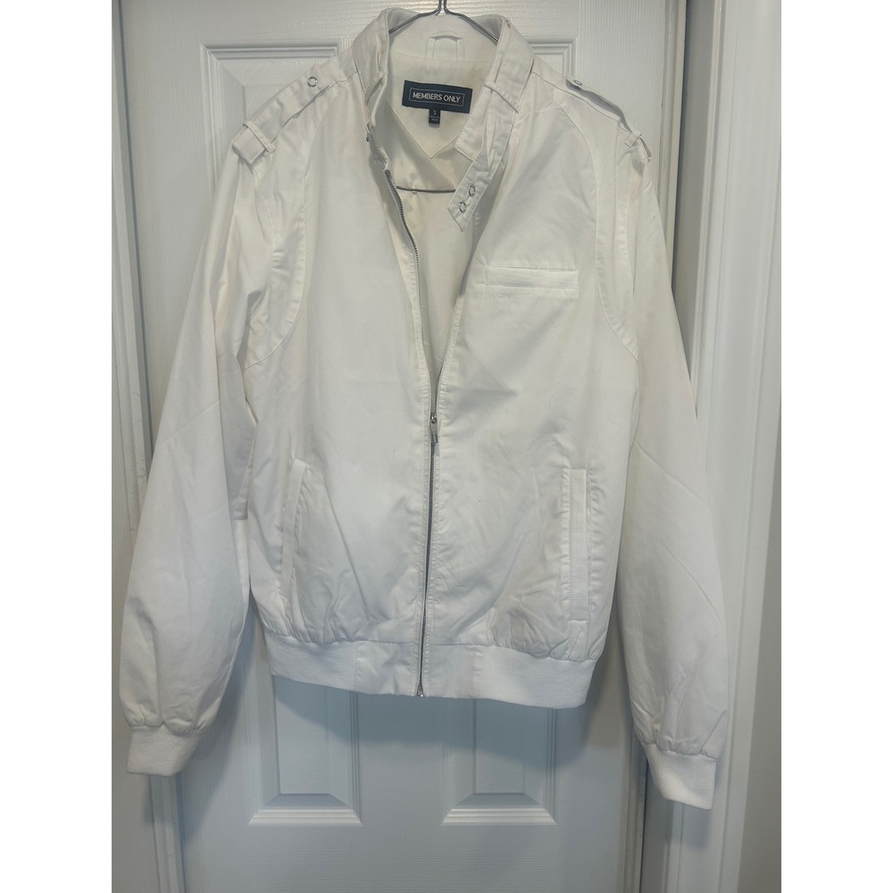 Members Only Iconic Racer Jacket White Mens Small MM070111 Bomber Jacket